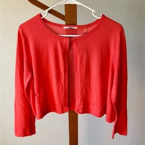 TAHARI Women’s Coral Knit Crop Cardigan Size L NWT